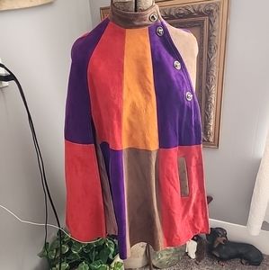 Vintage 1970s suede patchwork shacket